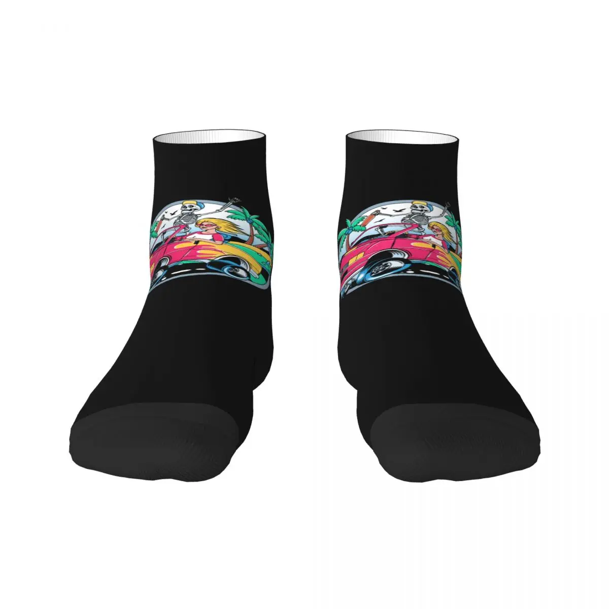 

Summer Surf Rider Skull Surfing Men Women Crew Socks Unisex Kawaii 3D Printed Dress Socks