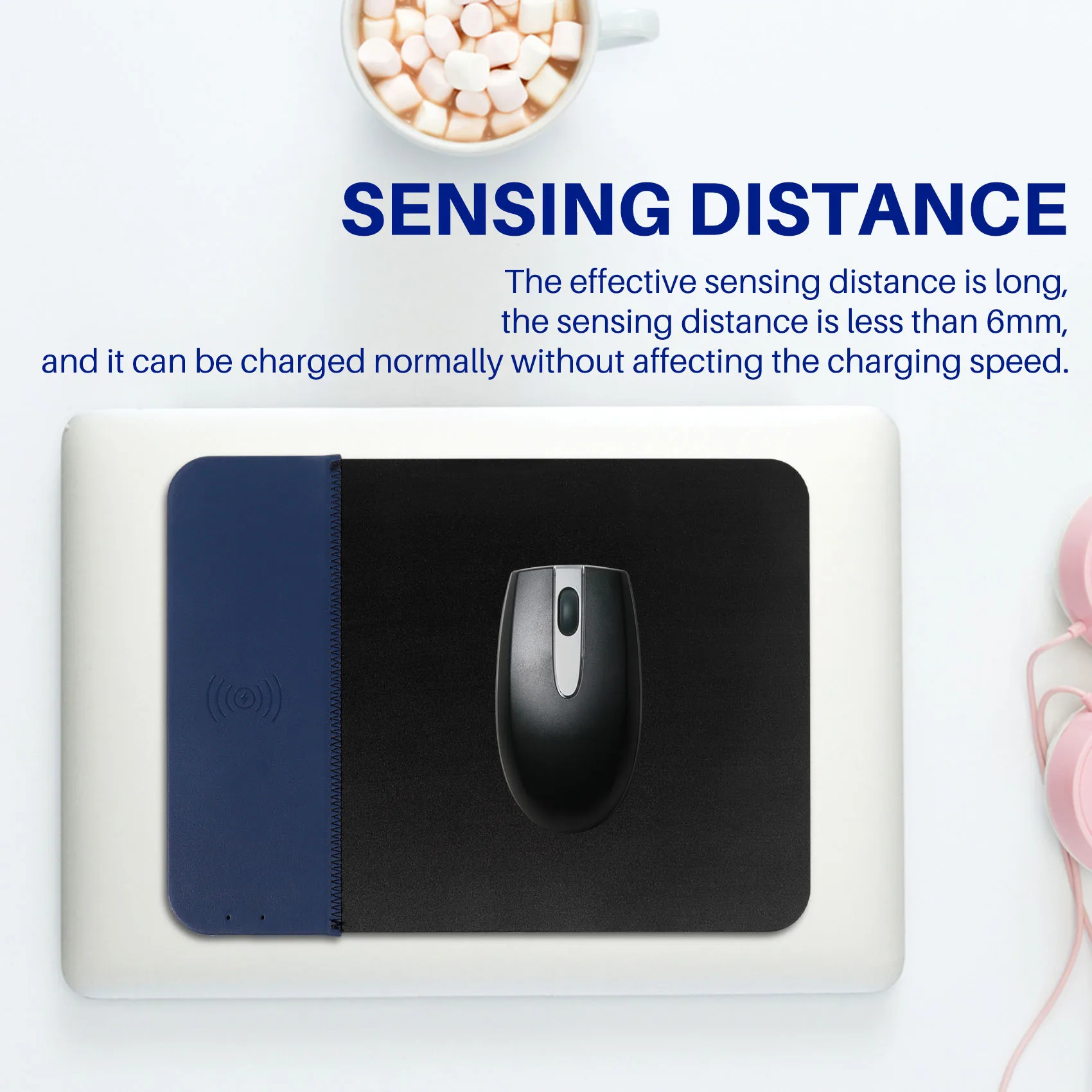 Mouse Pad Wireless Charging Gaming Mouse Pad Non-Slip Rubber Base Suitable for Laptop Gaming