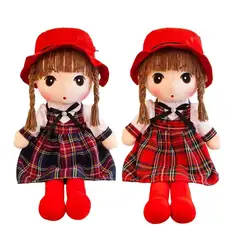 Girl Rag Doll Cute Doll With Hat And Clothes Sleeping Partner Dolls Brown Hair First Rag Doll Portable Girl Toy For Kids