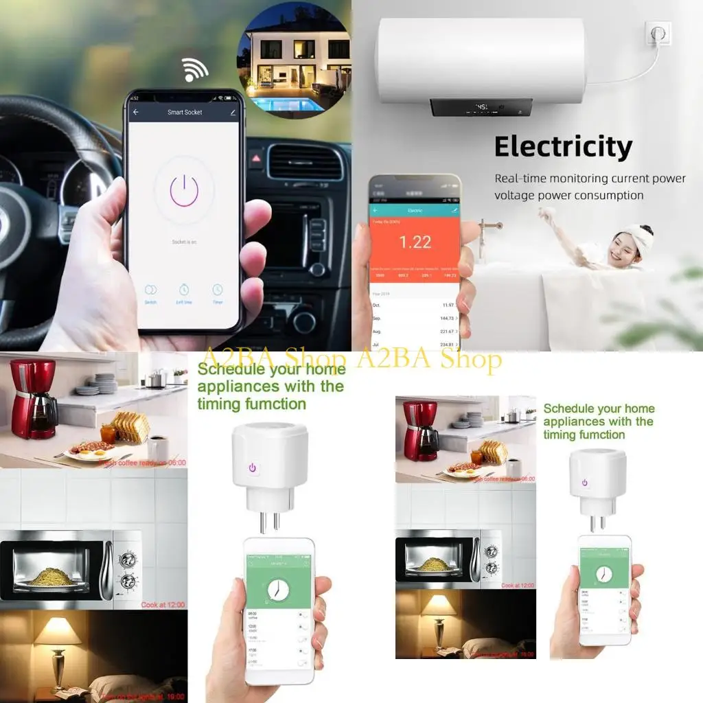 

A2BA для умной розетки с функцией синхронизации, многофункциональная, 16 А, 100–240 В переменного тока, 50/60 Гц, приложение, с