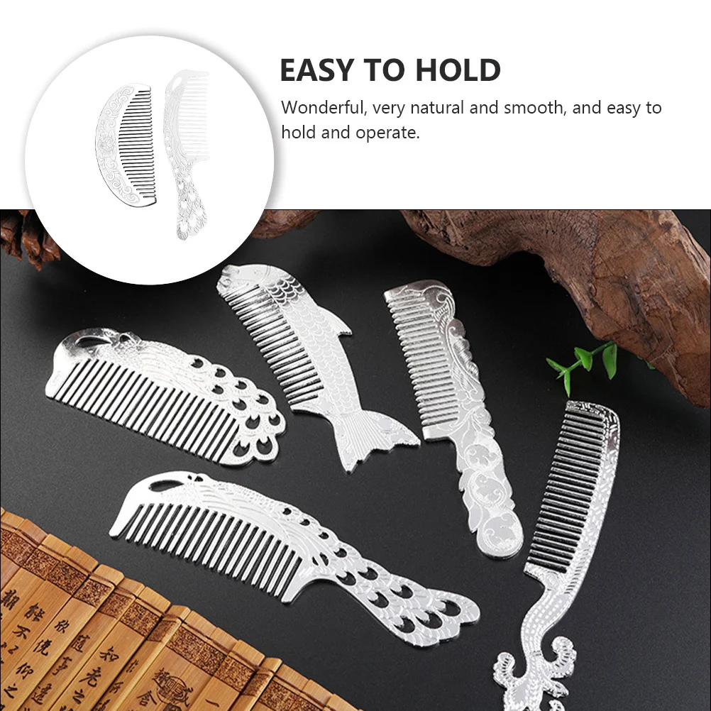 

2Pcs Silver Ion Comb Hollow Out Design Durable Smooth Hairdressing Tool for Neat Hair Care Practical Use Hair Comb