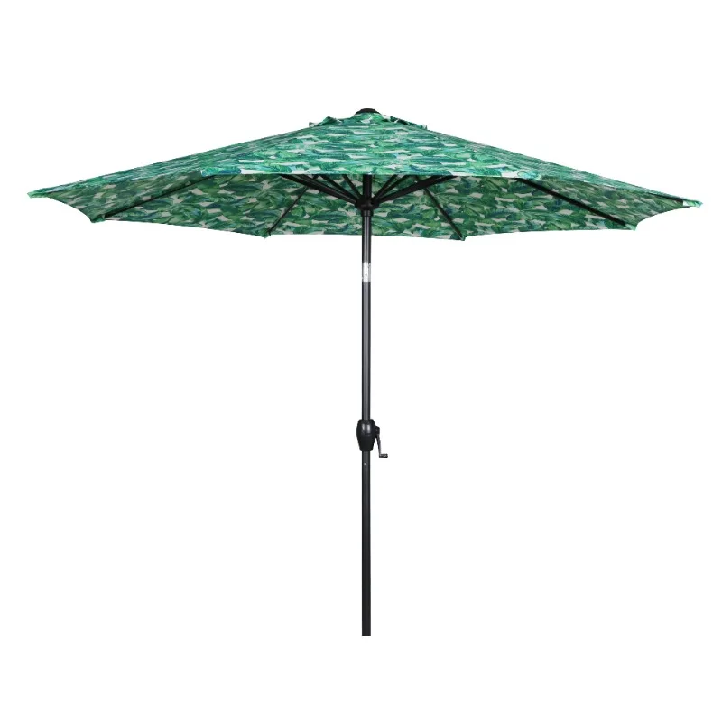 9ft Palm Round Outdoor Tilting Market Patio Umbrella with Crank,3 lbs,Supplies enough coverage to shade 42- to 54-inch tables