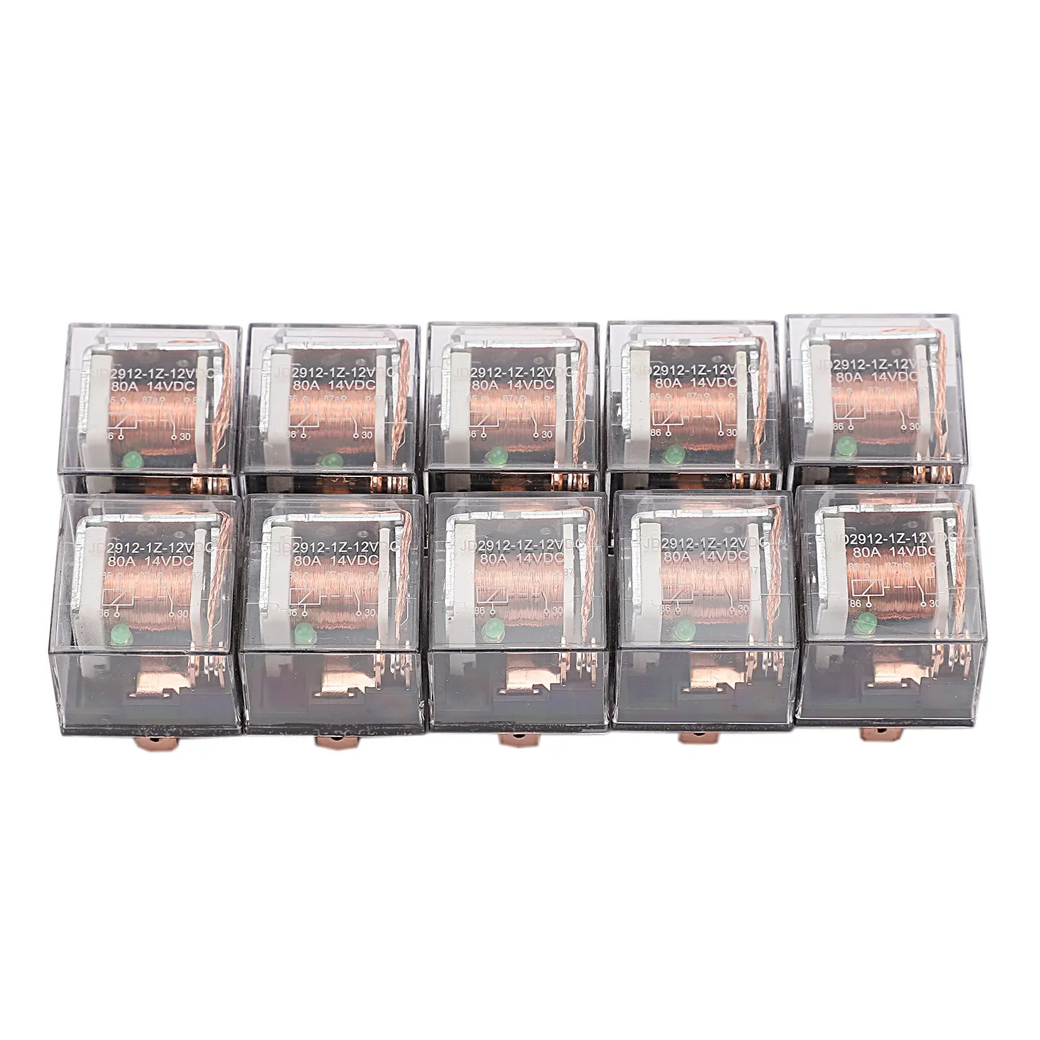 10Pcs Waterproof Automotive Relay 12V 80A 5Pin Car Control Device Car Relays High Capacity Switching Car