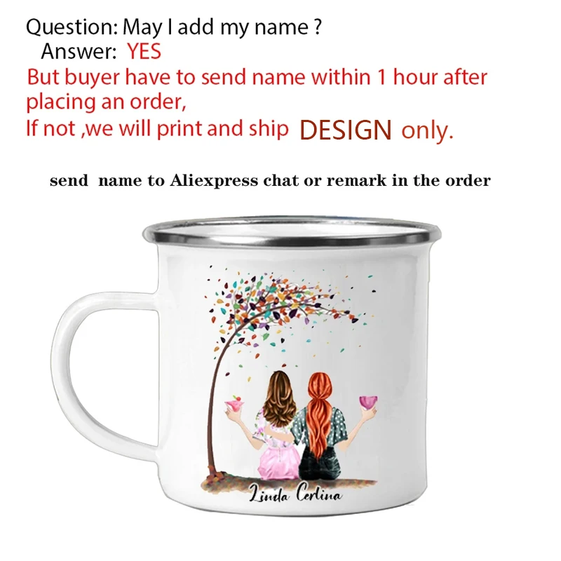 Personalised Sisters Name Mug Customized Names Coffee Mugs Drink Wine Juice Tea Cups Cartoon Girls Cup Best Gift for Friends