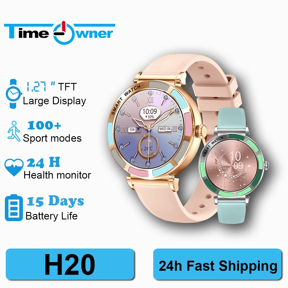 Time Owner Smart watch for Women, Fashion style Health Monitoring for Women, Bluetooth Connect to Android Apple H20 Smartwatch