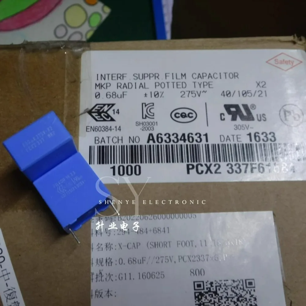 10pcs/lot MKP337 0.68uf 275vAC 680nf u68 684 K Brand New 15mm Film Capacitor (Height: 18mm) PCX2337F61684
