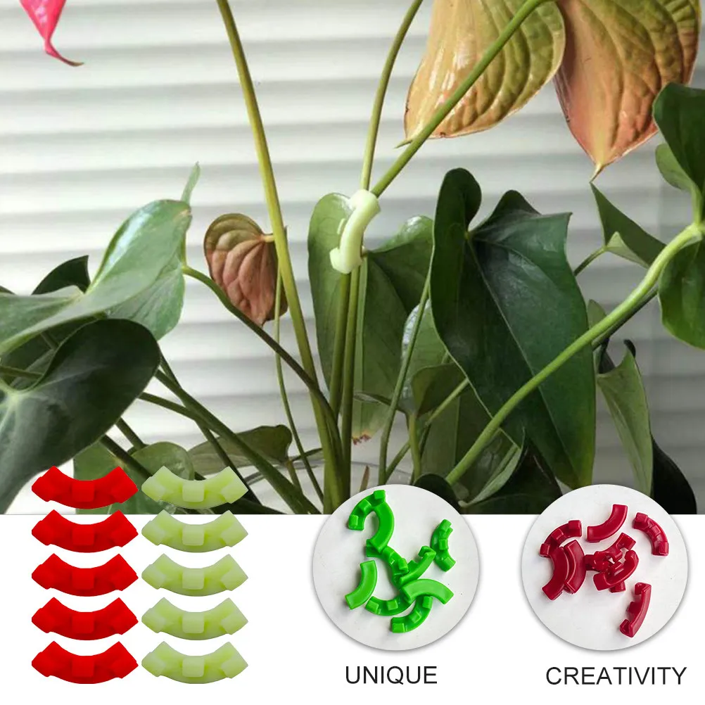 1Set 90 Degree Plant Benders Plastic Plant Helper for Garden 5 Red 5 Green Branch Clips Garden Tools Gardening Supplies