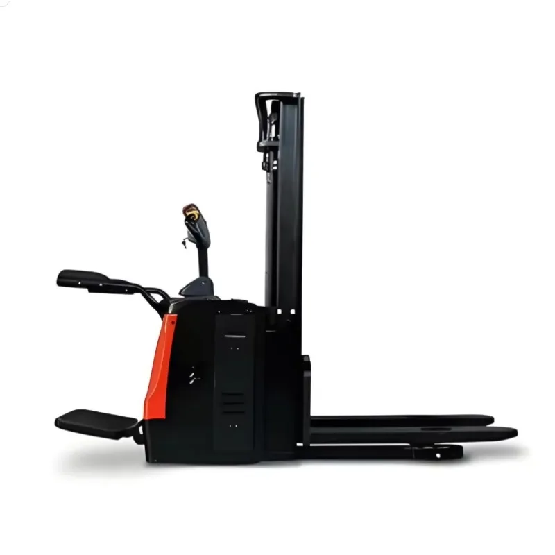 Double Lift 1.5T Lithium-Ion Electric Stacker 4.5m Leaf Chain & Guard Arm-Restaurant Use Safe High-Level Order Picker