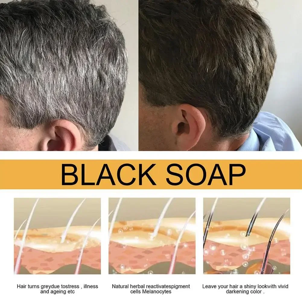 15xBlack Shampoo Soap For Grey Hair Hair Nourishing Shampoo Soap Black Shampoo Soap Regrow Hair Bar Gray White Color Dye For Men