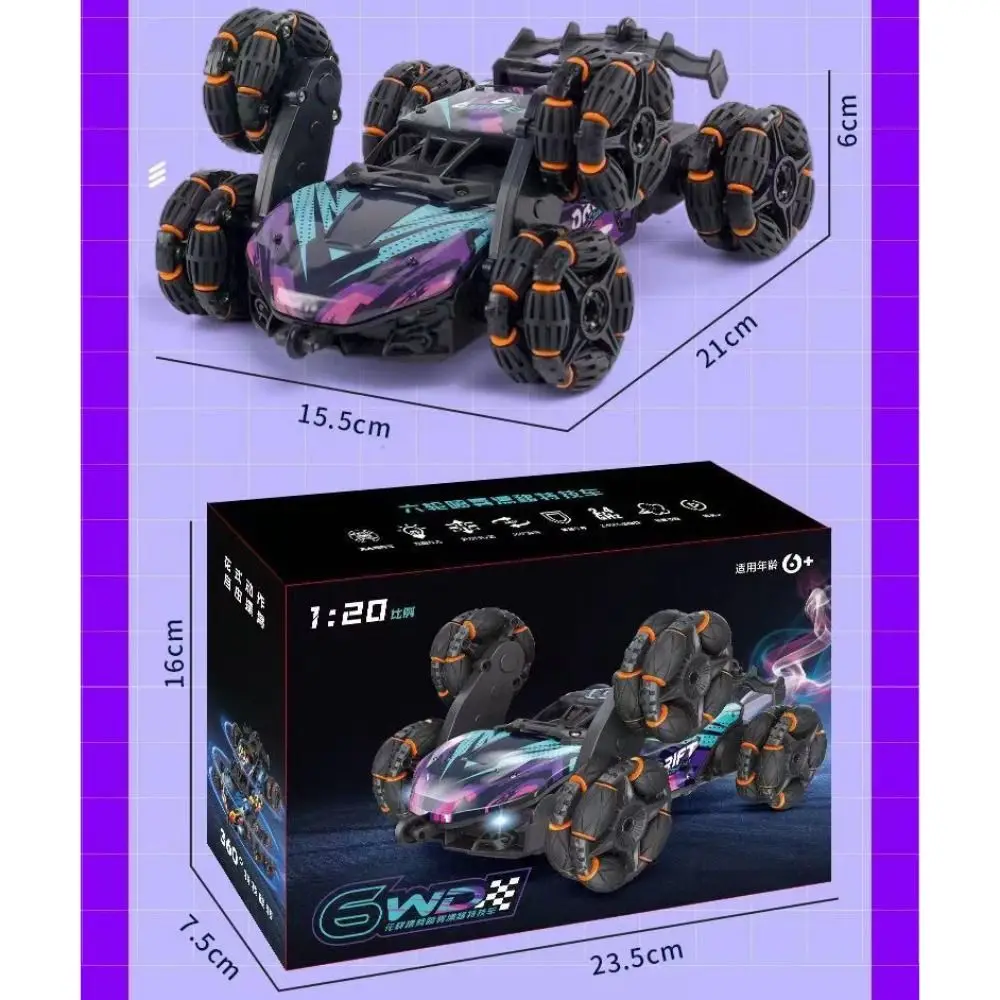 New Alloy Plastic RC Stunt Car 6x6 Spray Gas Orange Purple Spray Gas RC Off-Road Electric Vehicle Gift