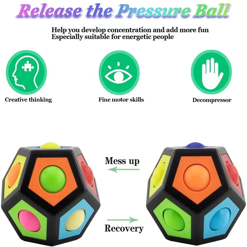 Magic Polygon Cube Rainbow Color Ball Antistress for Children Fidget Cubo Speedcube Child Puzzle Toy Fingertips Games and Toys