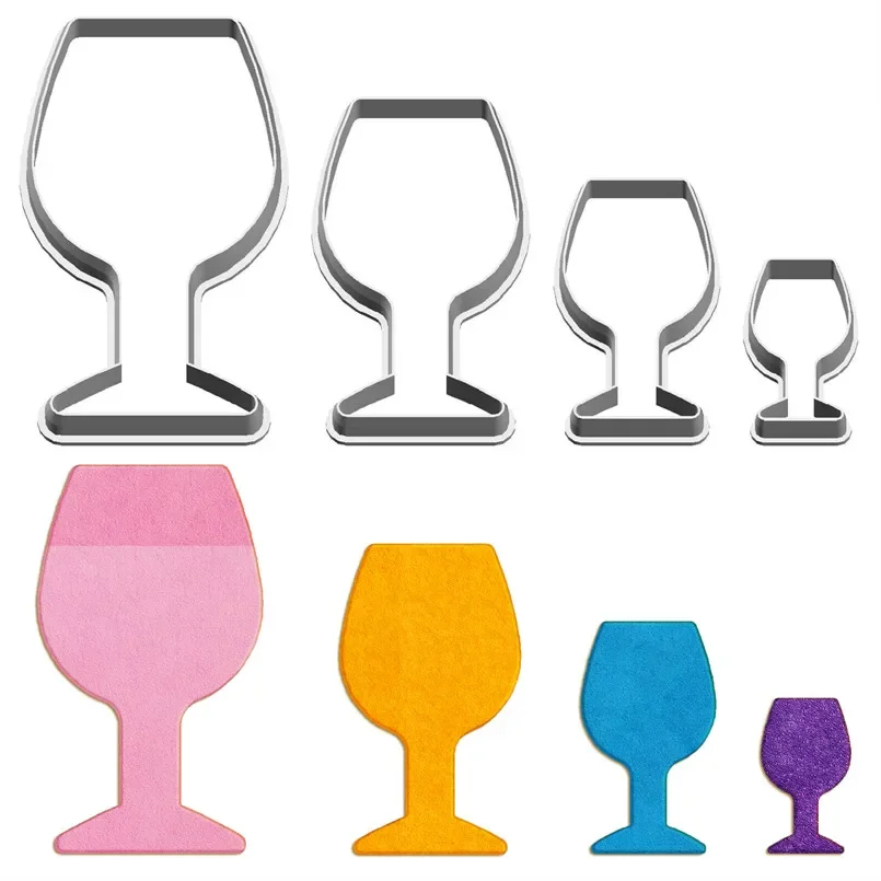 Four Specifications Cartoon Glass Cup Graphics,Wine Cup,Plastic Mold,Cake Fondant Tools,Cookie Sushi and Fruits Cutters