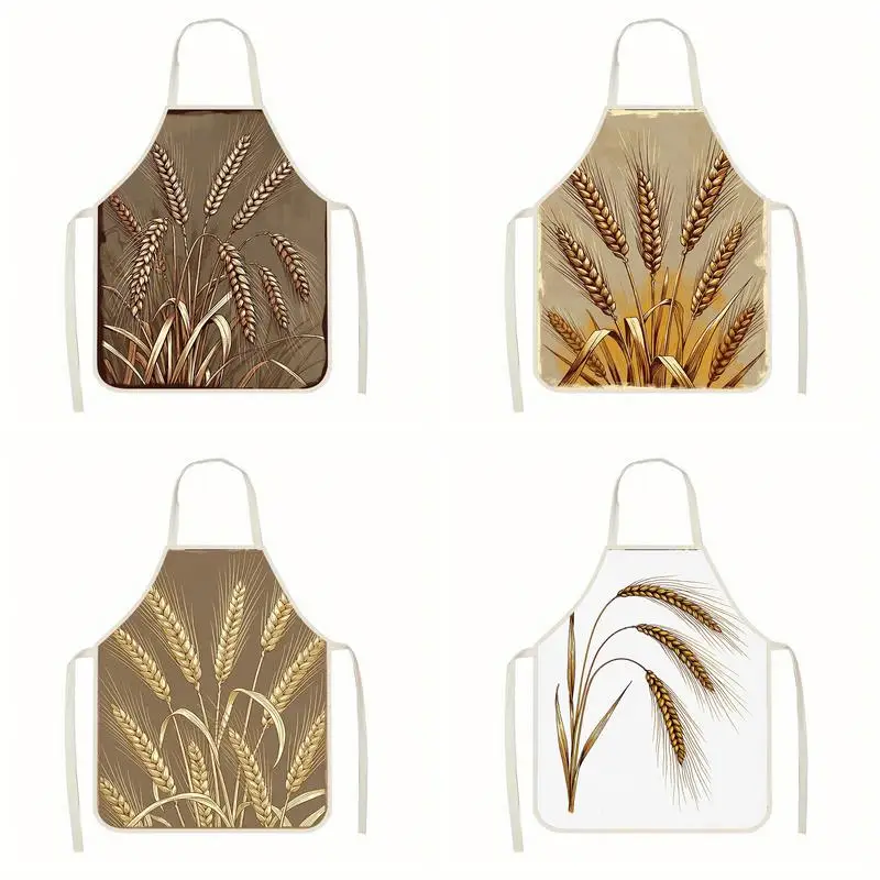 

Фартук с пшеничным узором, льняной фартук, подходит для приготовления пищи на кухне, общения родителей и детей, рисования и других мероприятий.