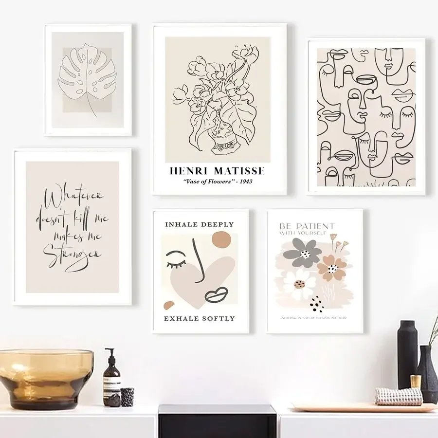 

Abstract Matisse Line Face Leaves Flower Wall Art Canvas Painting Nordic Posters And Prints Wall Pictures For Living Room Decor