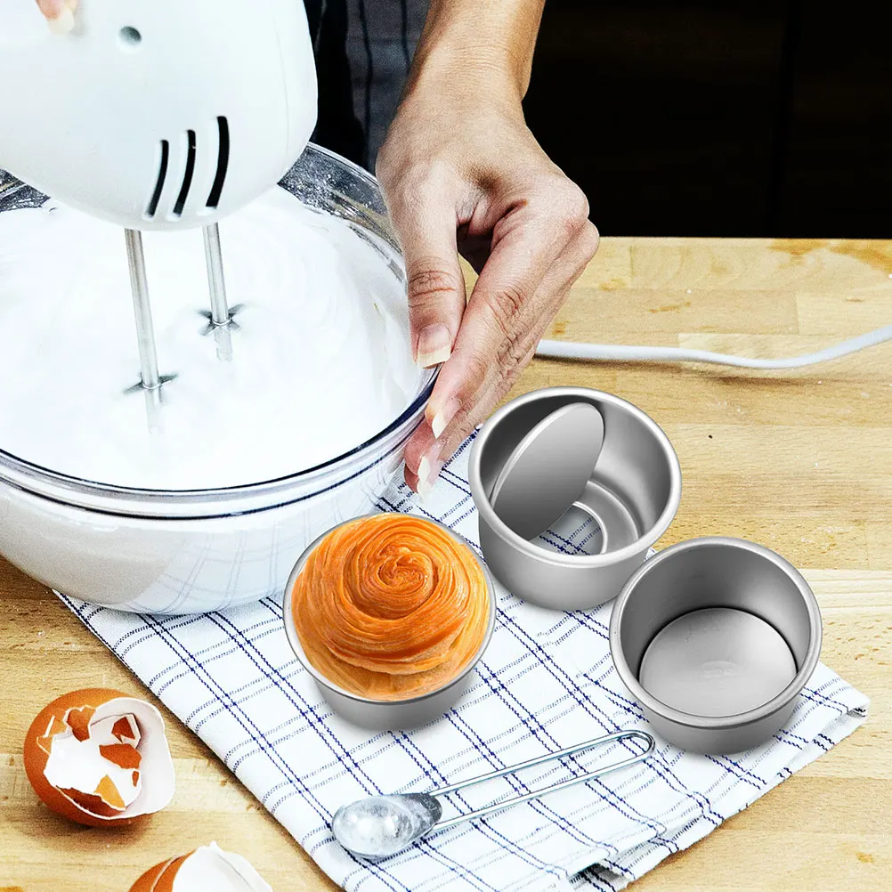 

5Pcs Mini 4Inch Round Aluminum Alloy Cake Pans Baking Tins Deep Circle Molds Removable Bottom Safe Easy Clean Home Bakery Shop
