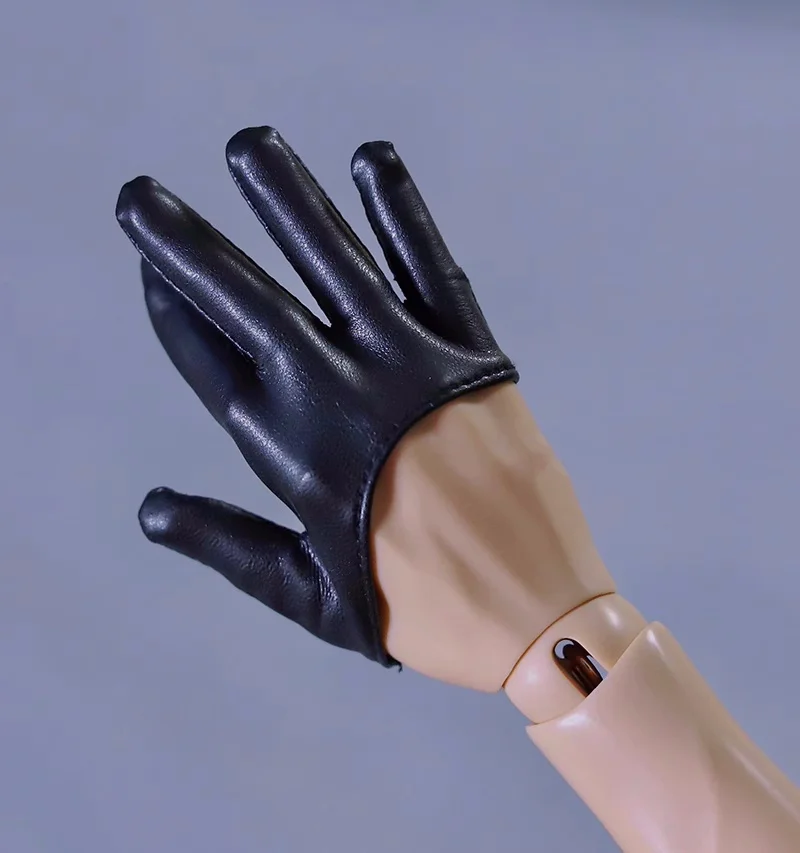 Uncle ID75 size BJD doll Clothes cos Accessories Motorcycle Punk chic Cool dewfinger all finger black leather gloves