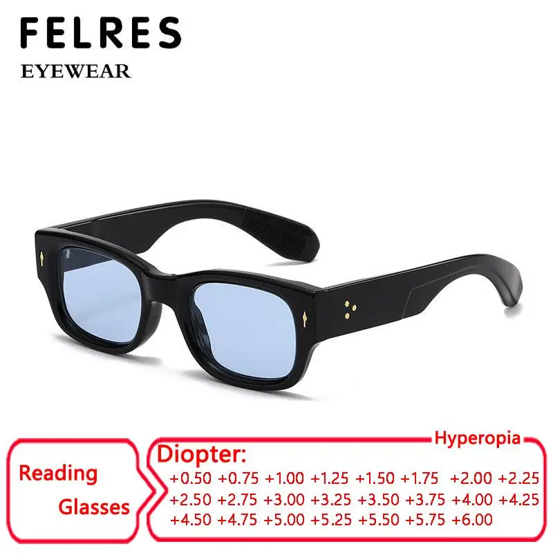 

Small Frame Blue Reading Sunglasses Men Designer Thick Frame Finished Prescription Presbyopic Readers Outdoor Shade Sunglasses