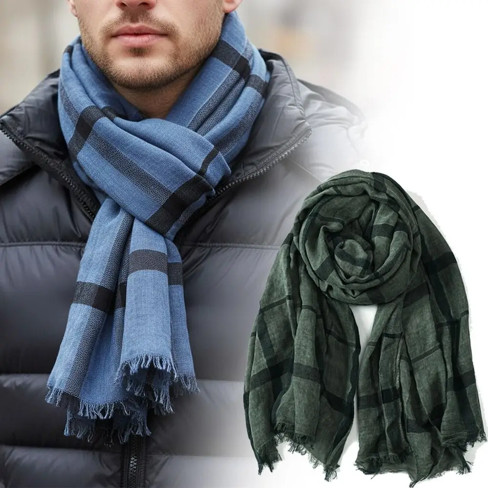 

Модный осенне-зимний хлопковый льняной шарф, сохраняющий тепло, винтажный клетчатый шарф с принтом, квадратный роскошный брендовый дизайн, шаль