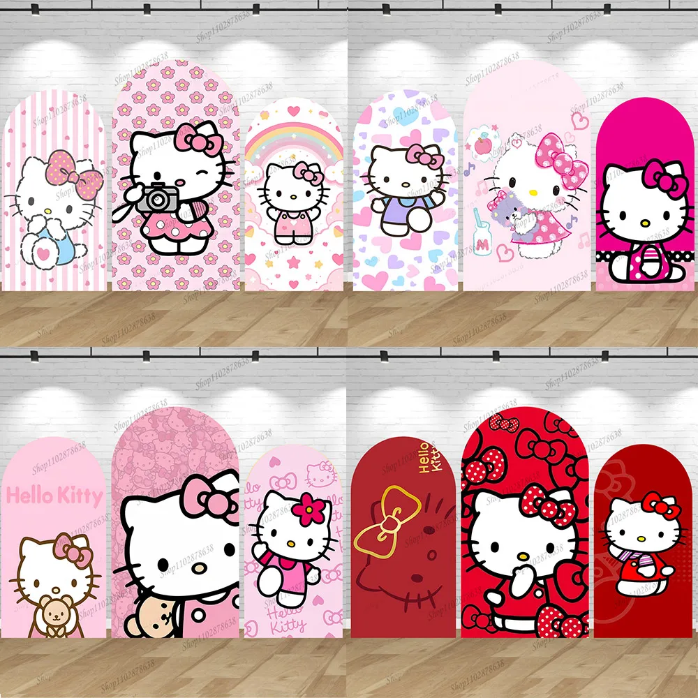 

Sanrio Hello Kitty Arch Cover Spandex Stretchy Pink Cartoon Cat Arch Backdrop Girl Birthday Party Background Decoration