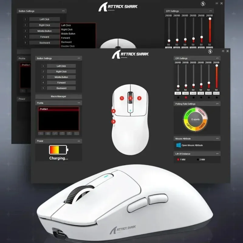 Imagem -06 - Ataque Tubarão x3 Mouse Bluetooth sem Fio Design Ergonômico Tri-mode Leve Recarregável Gaming Mouse Pixart Paw3395 Venda Quente