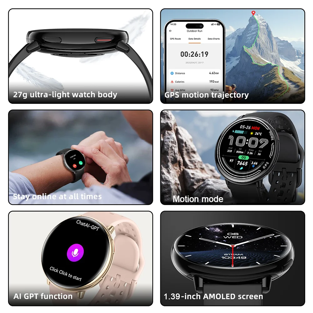 New Hot GPS Smartwatch 1.43 AMOLED Compass,IP68 Waterproof,Bluetooth Call, Multi-Sport Watch, Gift for Men and Women for Android