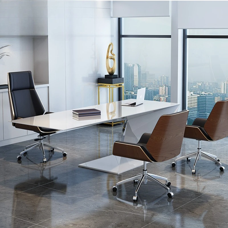 Móveis de escritório simples e modernos combinação de mesa e cadeira chefe