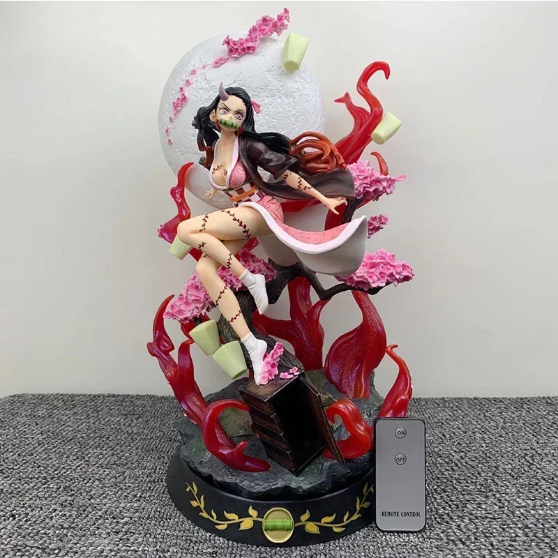 Figurine d'anime Gk Demon Slayer, Kamado Nezuko avec lumière, figurine d'action, modèle de collection, statue, jouets cadeaux pour enfants, 42cm