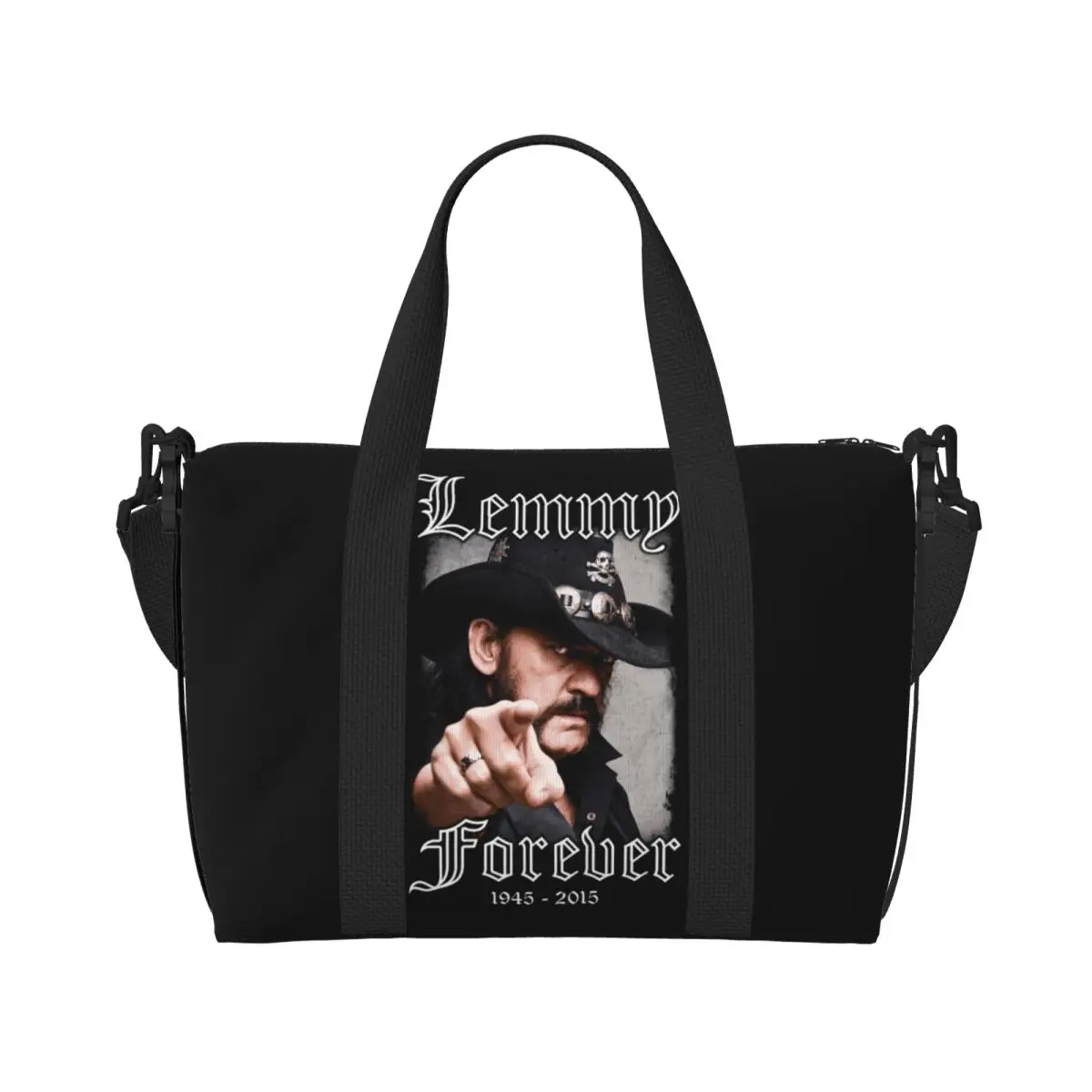 Custom Retro Rock Singer Lemmys Beach Tote Bag Women Big Compartment Gym Beach Travel Bags