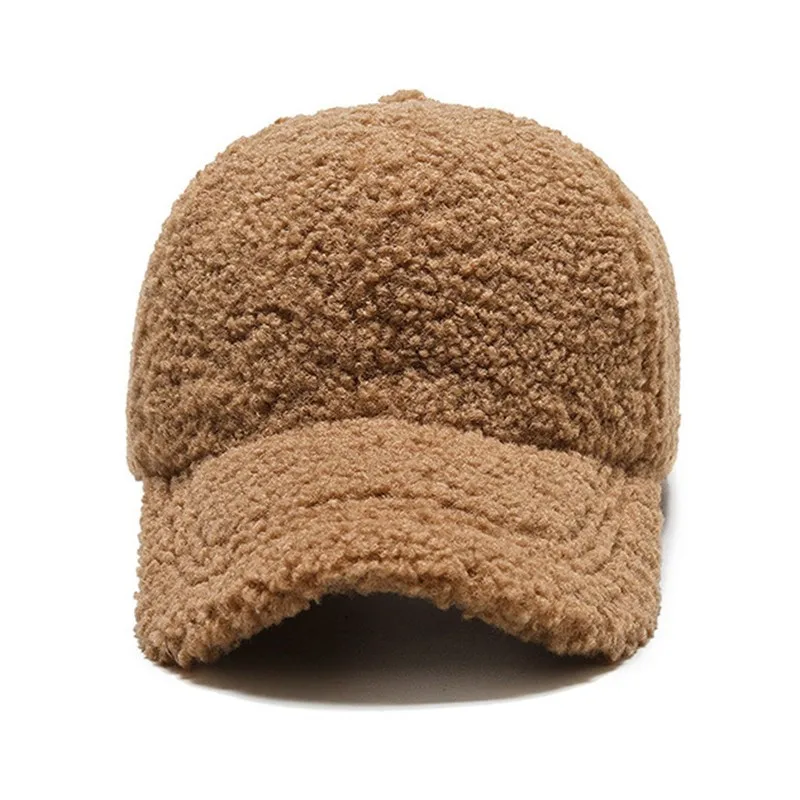 Women Lamb Wool Baseball Cap Artificial Fur Autumn Winter Hats Tide Warm Plush Cap Plush Baseball Caps Spring Baseball Cap