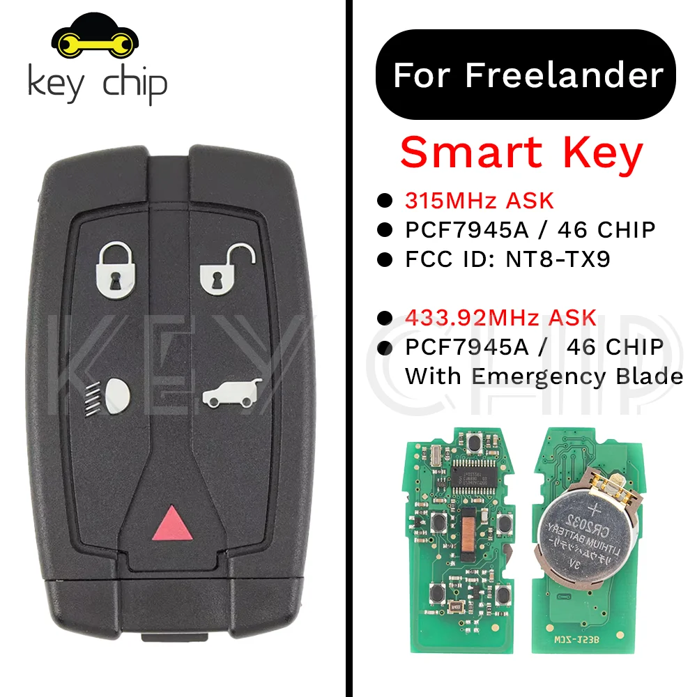 

Умный ключ NT8-TX9 для Freelander 315 МГц ASK PCF7945A/HITAG 2/46 ЧИП 433,92 МГц ASK 2008 2009 2010 2011 2012