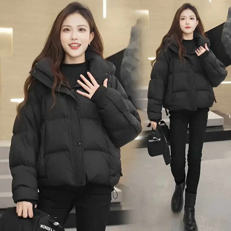 Cotton jacket women's short style 2026 European goods small stature hooded loose and versatile women's clothing