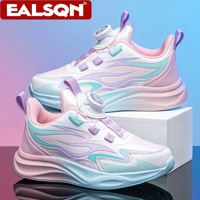 

Fashion Leather Girls’ Outdoor Walking Shoes Rotary Buckle Kids Sports Sneakers for School Casual Tennis Size 28-39