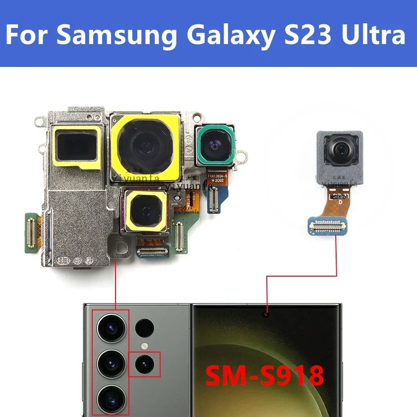 Rear Front Camera For Samsung Galaxy S23 Ultra 5G SM-S918 S918B S918U Frontal Selfie Back Backside Camera Module