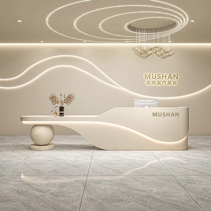 Beauty Luxury Reception Desks Executive Shelves Modern Aesthetic Desks Organizers Design Company Mostrador Trendy Furniture