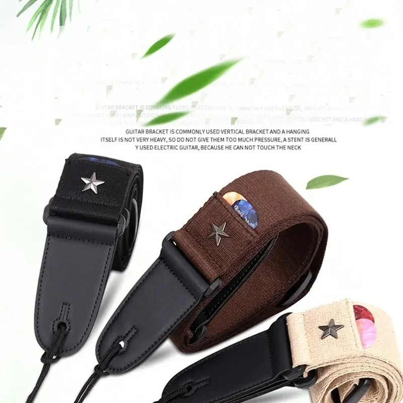 Wear Resistant Acoustic Bass Thicken Shoulder Belt Parts Anti Slip Adjustable Length Guitar Strap Star Embellish Soft Durable