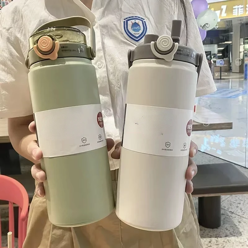 Large Capacity thermother, stainless steel thermother bottle, cold and hot thermother Cup, vacuum flask, straw artillery