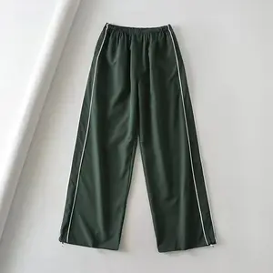 Weibliche Vintage -Weithose, elastische Hose mit Nabelschnur, niedrige Taille, Fallschirmhosen, lose Hippiehosen, Y2K 10 Hauptpantsosen -Büro niedriger Taille - №4