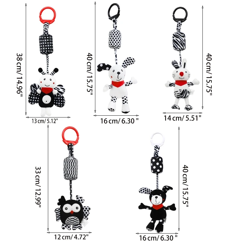ガラガラリングベビーベッドバー車用シートベビーカーブラック & ホワイトサウンディングおもちゃベビー ドロップシッピング