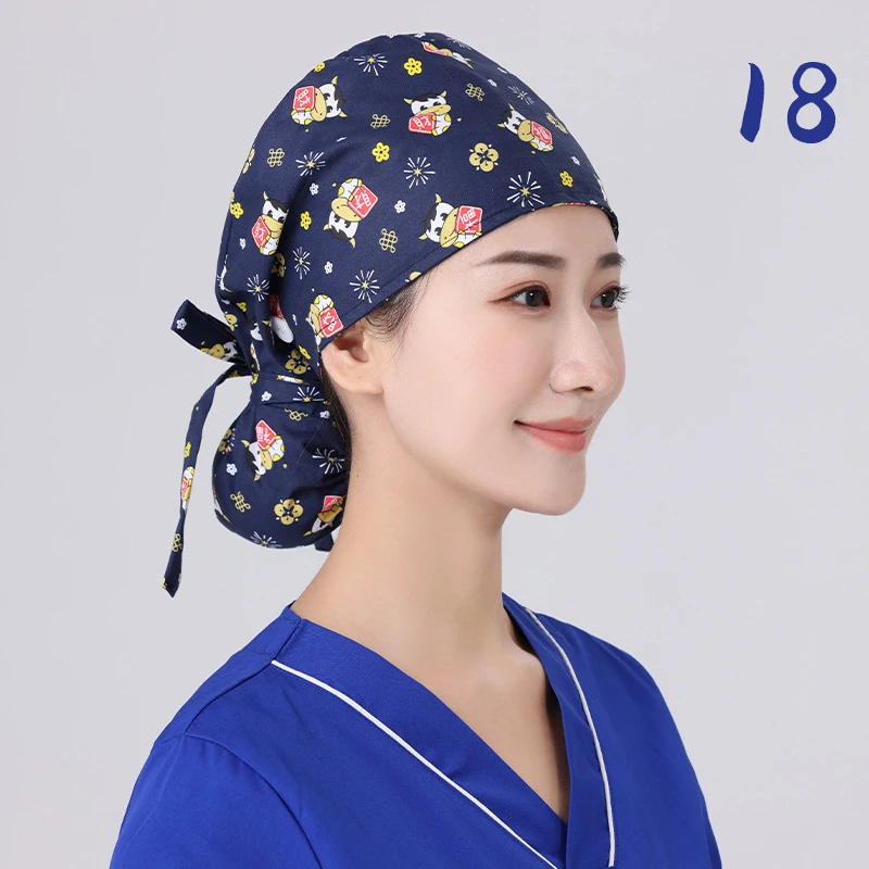 Unisex Adjustable Tie Back Scrub Hat, Beauty Salon Cap