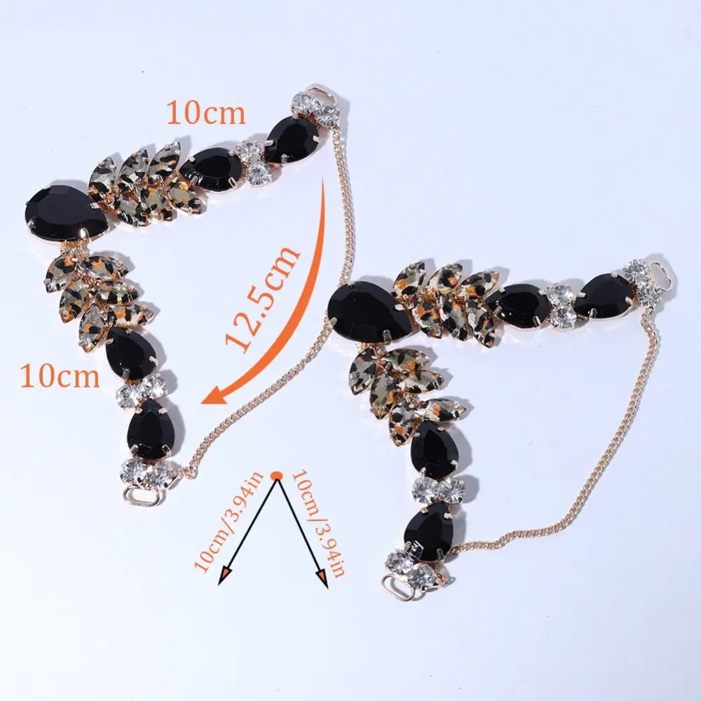 2Pcs Ladies Sandal Beach Slider Decorate Chain Acrylic Crystal Shoe Chain DIY Sewing Accessory Herringbone Slipper Chain