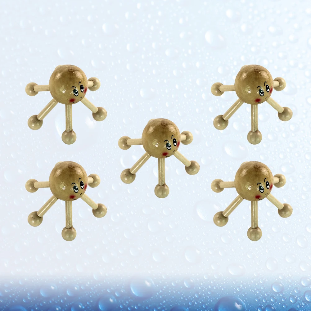 

5Pcs Wooden Massage Tool Six Claws Smiling Face Pattern Lasting Comfortable
