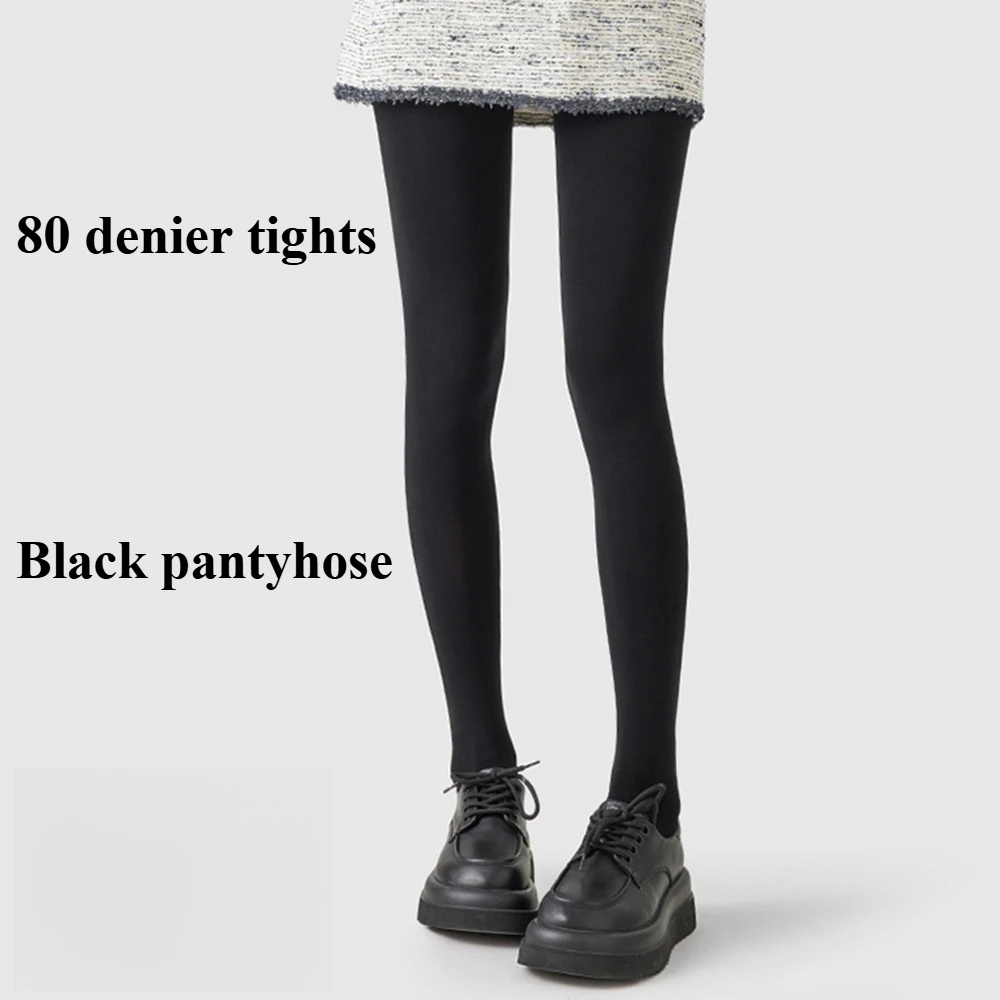 

Kave 80D Black Tights for Women High Waist Solid Color Footed Pantyhose Semi Opaque Tights Comfortable Slim Leggings Hosiery