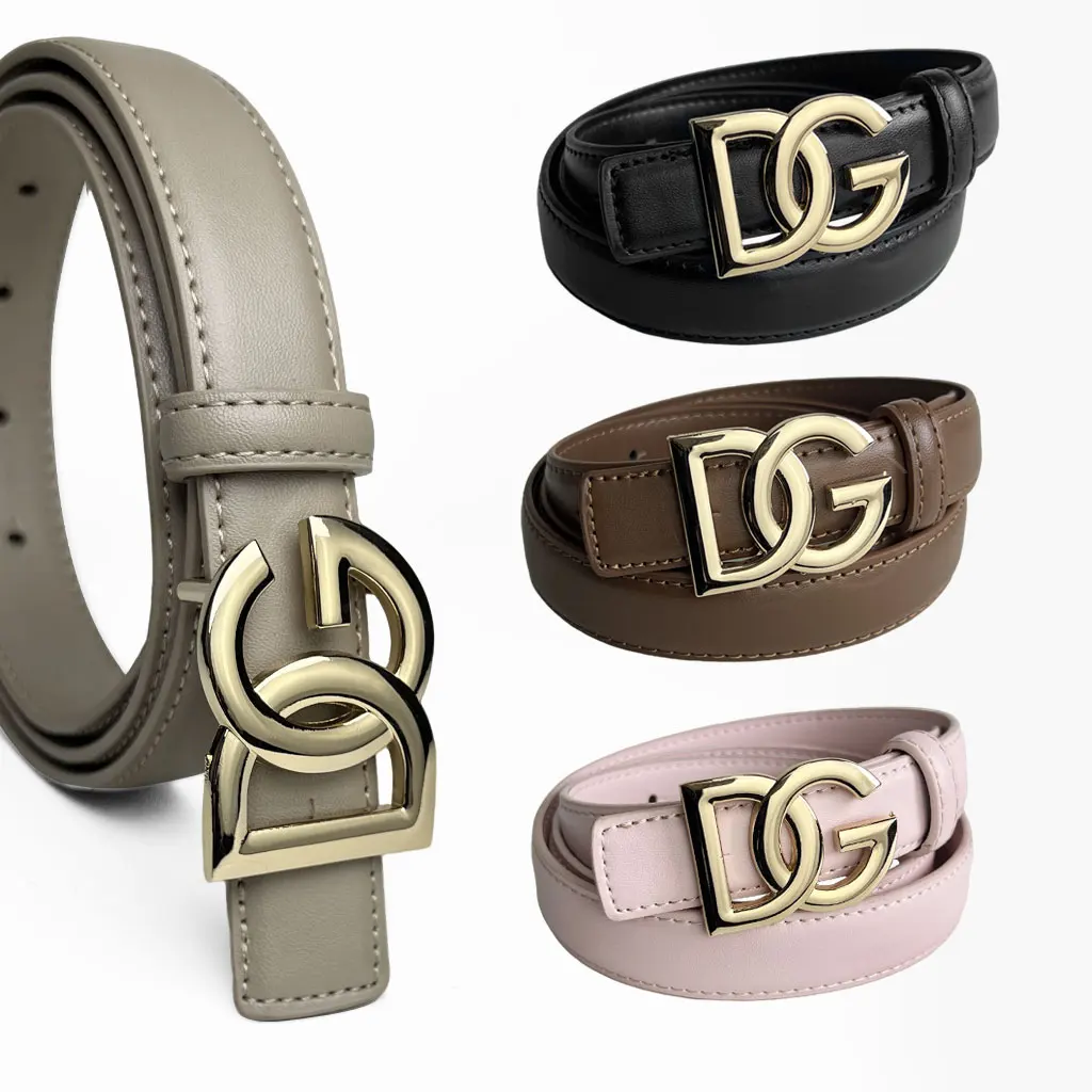 

Стильный женский пояс с блестящей хрустальной пряжкой Double G, высококачественный гладкий пояс из искусственной кожи, элегантный дизайнерский аксессуар для талии.