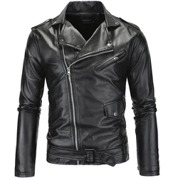 2024 New Street Leather Jacket Men Winter Motorcycle Pu Leahter Jacket Male Stand Collar Casual Windbreaker Slim Coat 4XL