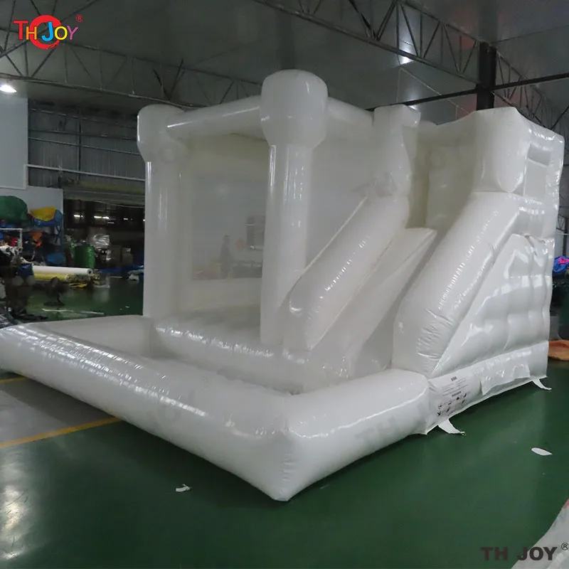 Commercial Inflatable White Wedding Bounce House With Slide And Ball Pit PVC Pink Jumper Moonwalks Bridal Bouncy Castle For Kids