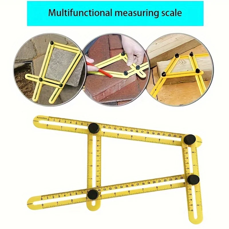 1PC Multi-Functional ABS Plastic 4-Fold Ruler - Foldable Tool for Woodworking, DIY & Construction Angle Ruler Template Tool