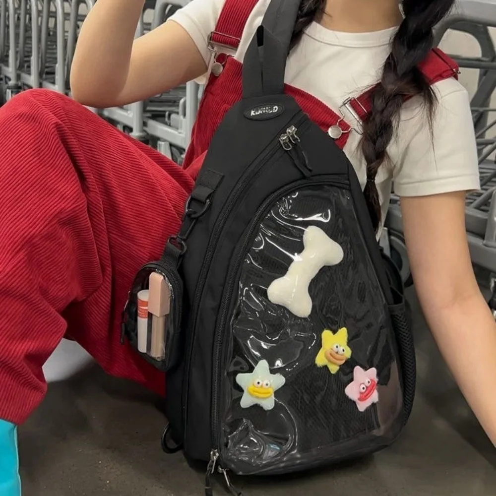 

Casual Sports Shoulder Bag Travel Trend Cycling Harajuku Large Capacity Crossbody bags Cute Girl Student Breast Bags Ita сумка