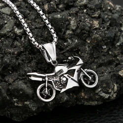 Fashion Vintage Motorcycle Pendant for Men Boys Punk Hip Hop Stainless Steel Knight Necklace Unique Jewelry Gifts Wholesale