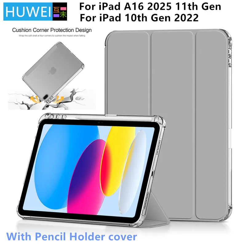 

HUWEI Case for iPad A16 2025 11 inch A3354 A3355 A3356 Smart Cover For iPad 10 2022 10th 11th Generation Tablet Protectvie Case