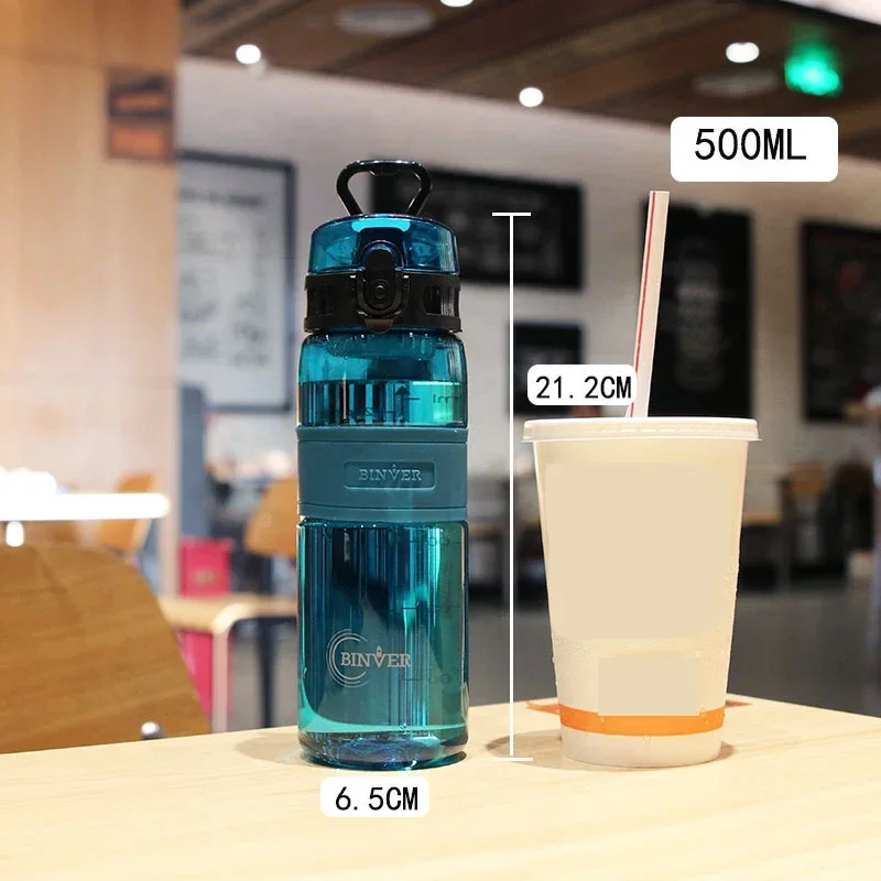 Sports Water Bottle with Tea Filter Portable BPA Free Leak-proof Plastic Drinkware Transparent Cup for Tour Outdoor Activities